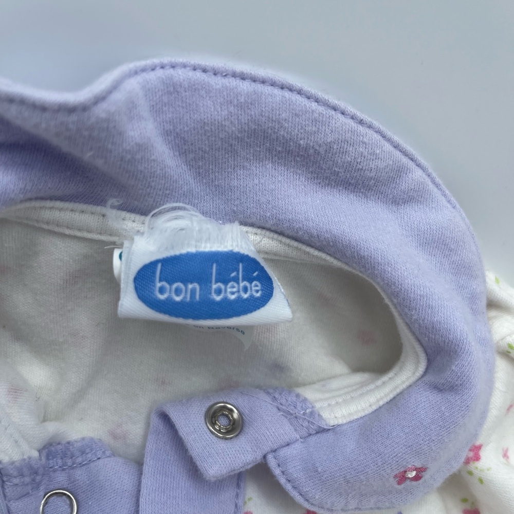 Bon Bebe Floral Baby Onesie with purple collar size 3-6 months (Pre-Owned) - Picture 6 of 7